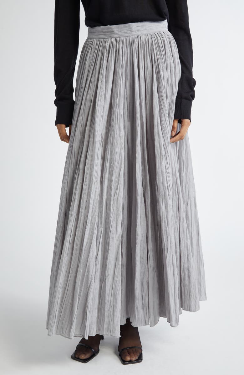 TOTEME Semisheer Plissé Maxi Skirt, Main, color, Pale Grey