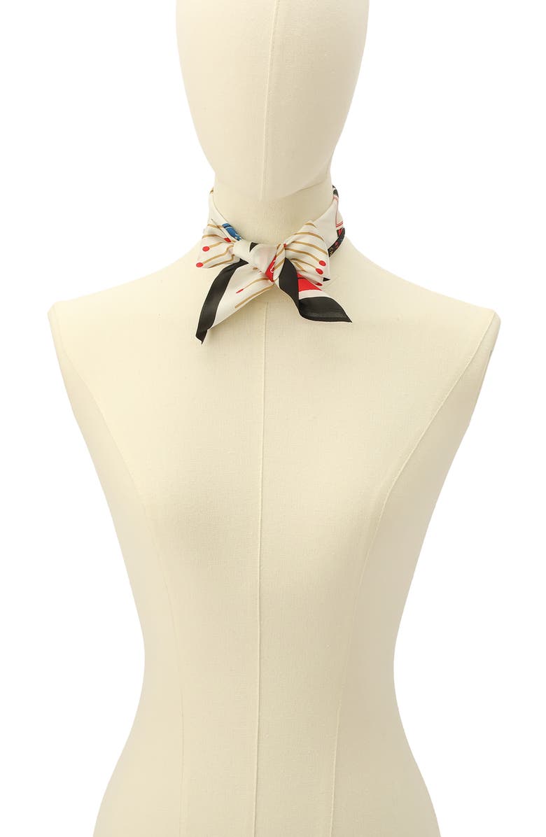 Kate Spade New York matchbook toss silk bandana scarf, Alternate, color, Ivory Multi