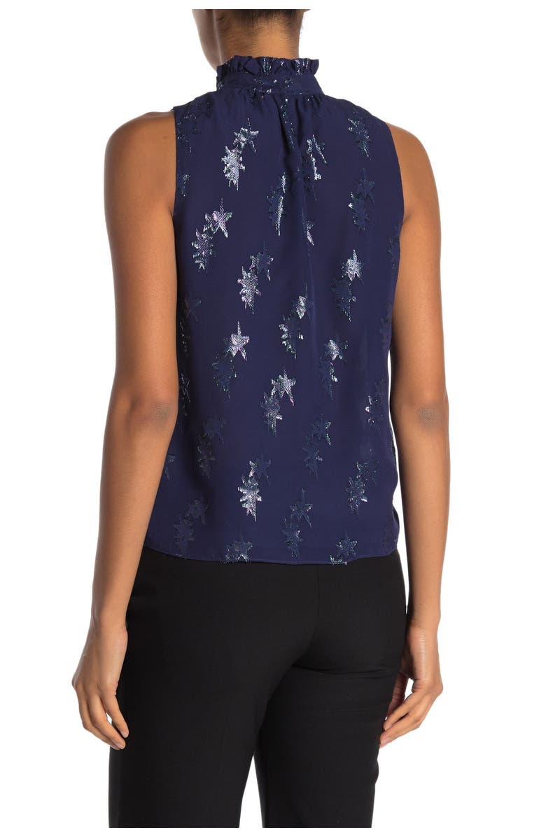 Rebecca Taylor Sleeveless Metallic Star Silk Blend Blouse, Alternate, color,
