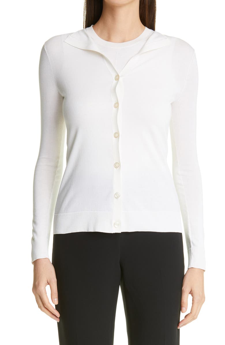 St. John Collection Fine Jersey Knit Cardigan, Main, color, 