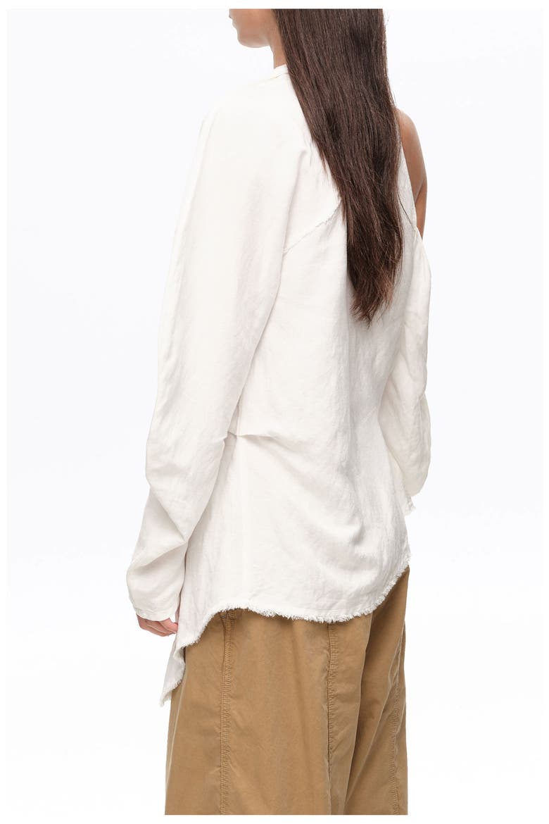Linen Off-Shoulder Draped Top, Alternate, color, IVORY