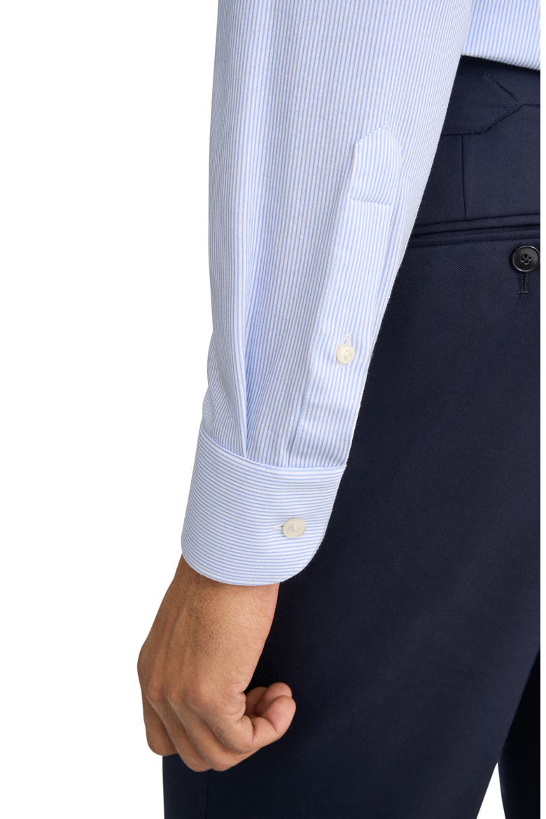 Slim Fit Stripe Stretch Jersey Dress Shirt, Alternate, color, MEDIUM BLUE