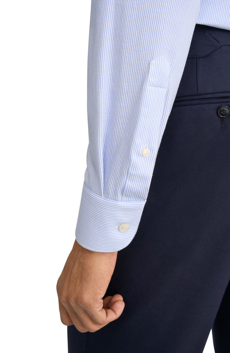 Eton Slim Fit Stripe Stretch Jersey Dress Shirt, Alternate, color, Medium Blue