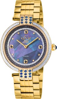 GV2 Matera Swiss Quartz Blue Mother of Pearl Dial Diamond Bracelet Watch, 35mm - 0.04ct.