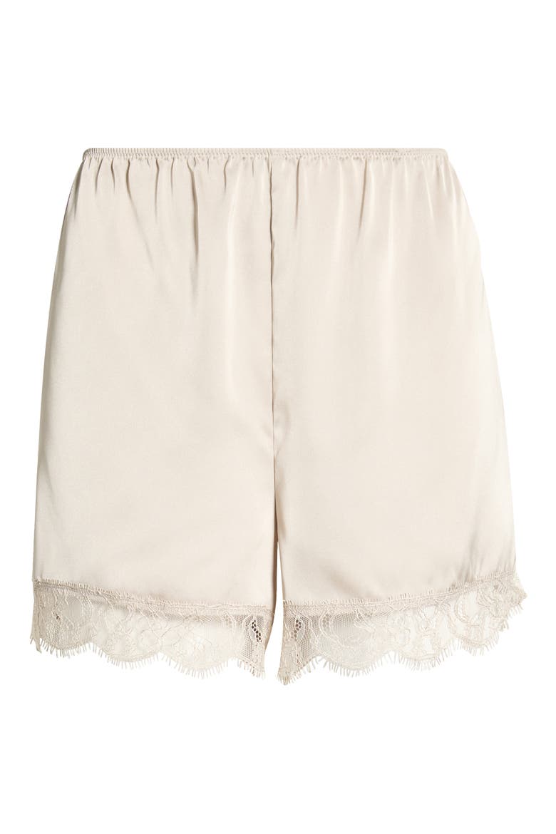 Scalloped Lace Trim Satin Tap Shorts, Alternate, color, BEIGE STRING