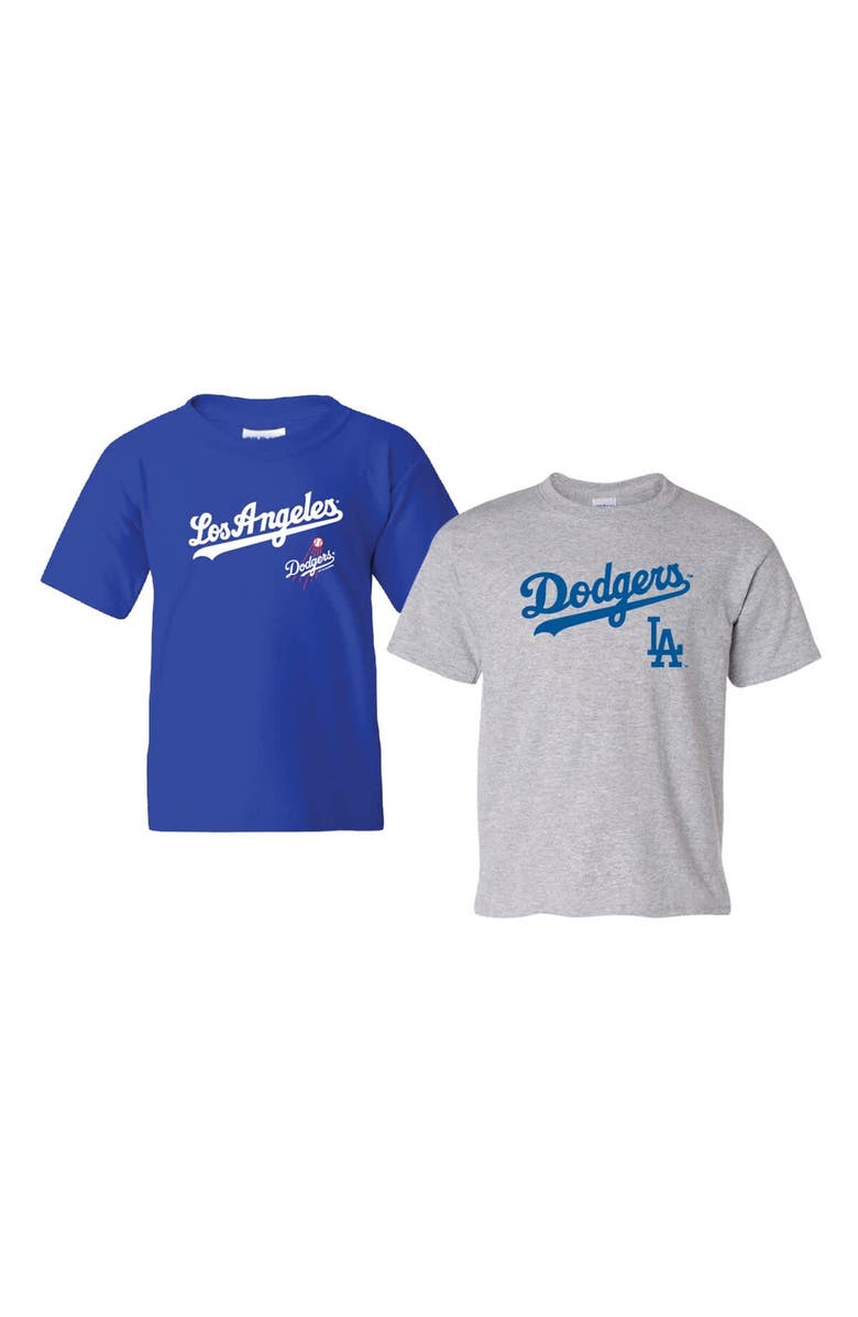 SOFT AS A GRAPE Youth Soft as a Grape Royal/Heather Gray Los Angeles Dodgers 2-Pack Logo T-Shirt Set, Main, color, Royal