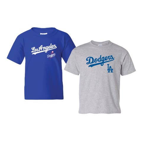 Youth Soft as a Grape  Royal/Heather Gray Los Angeles Dodgers 2-Pack Logo T-Shirt Set