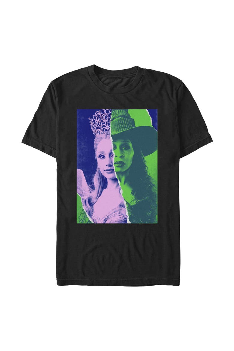 Men's Glinda and Elphaba Tonal Poster Short Sleeve Graphic T-Shirt, Main, color, Black