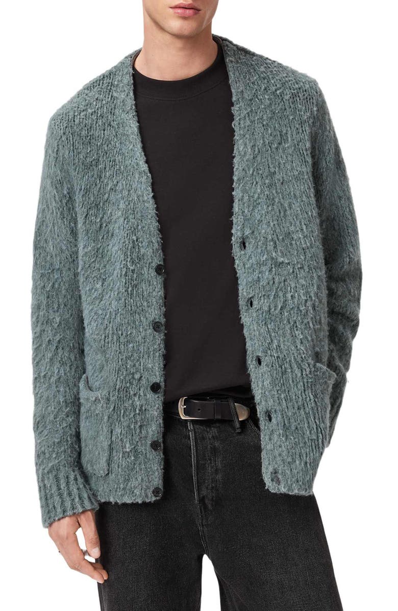 AllSaints Tobie Merino Wool Blend Cardigan, Alternate, color, Nordic Green