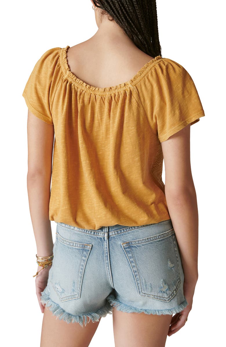 Lucky Brand Lace Bubble Top, Alternate, color, 