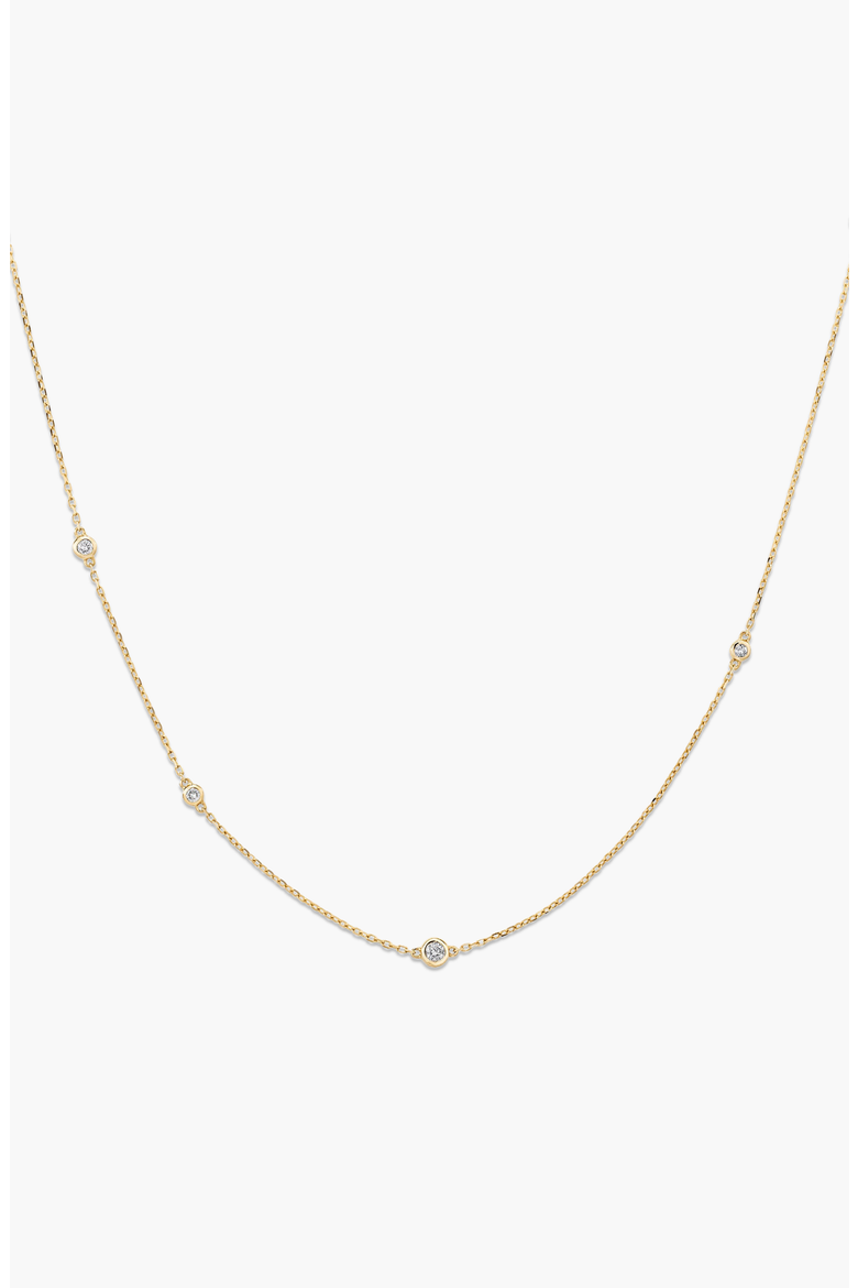 Multi Station Round Diamond Necklace, Main, color, Yellow Gold / Diamond