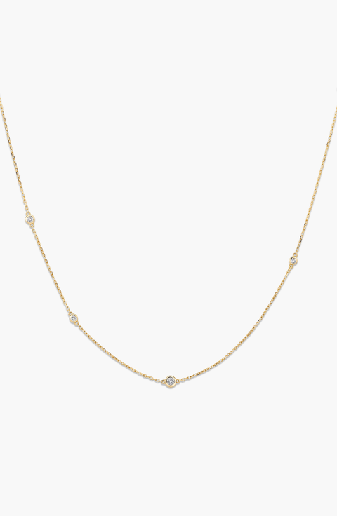 Multi Station Round Diamond Necklace