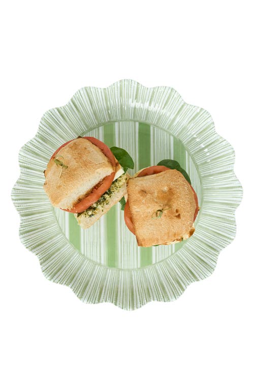 Juliska Cabana Stripe Melamine Dinner Plates, Set Of 4 In Seagrass