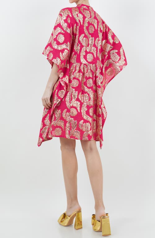 Meghan La Palm Springs Metallic Jacquard Caftan Dress In Pomegranate Gold