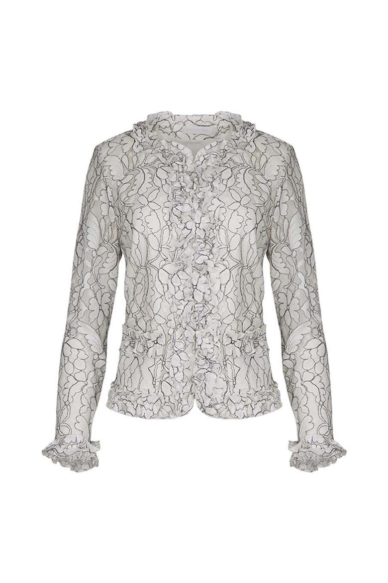 Women's  Giana White And Black Sheer Top, Main, color, Black/White
