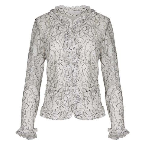 Women's  Giana White And Black Sheer Top