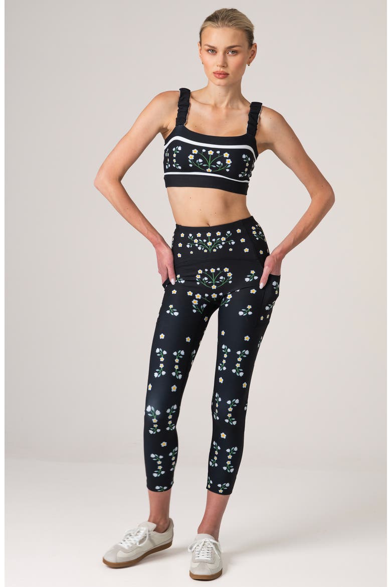 Night Garden High-Waisted 7/8 Leggings, Alternate, color, Black