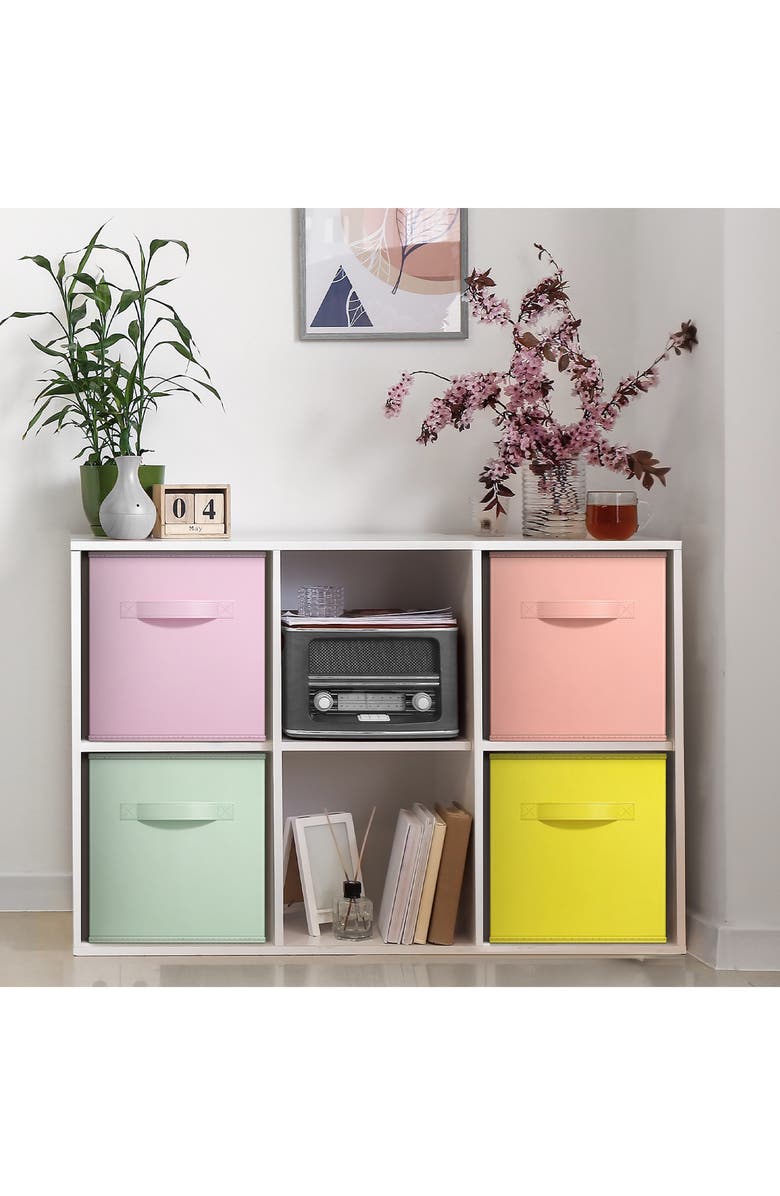 SORBUS 4-Pack Collapsible Storage Cubes, Alternate, color, Pastel Colors