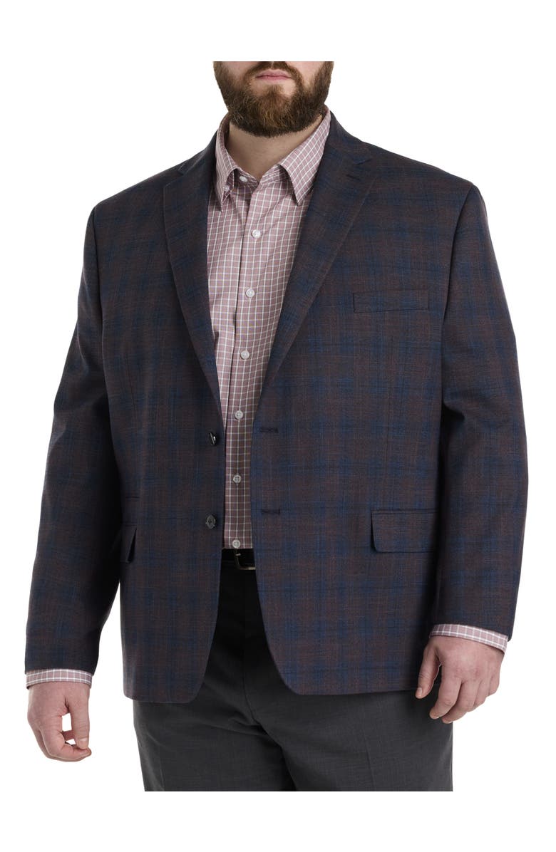 Michael Kors Big & Tall Plaid Sport Coat, Main, color, Plum