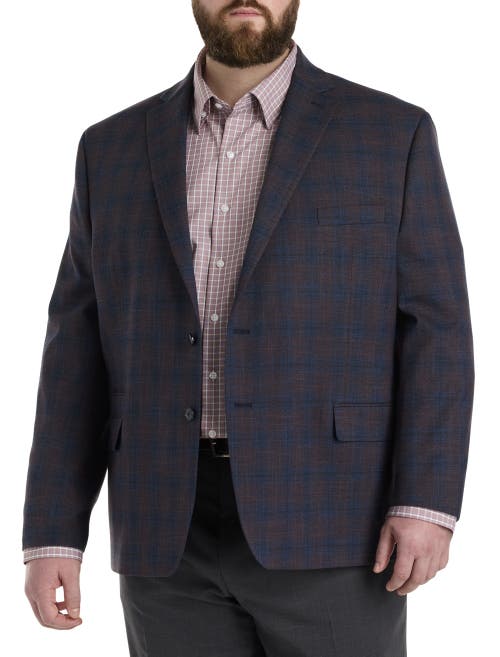 Michael Kors Big & Tall Plaid Sport Coat In Plum