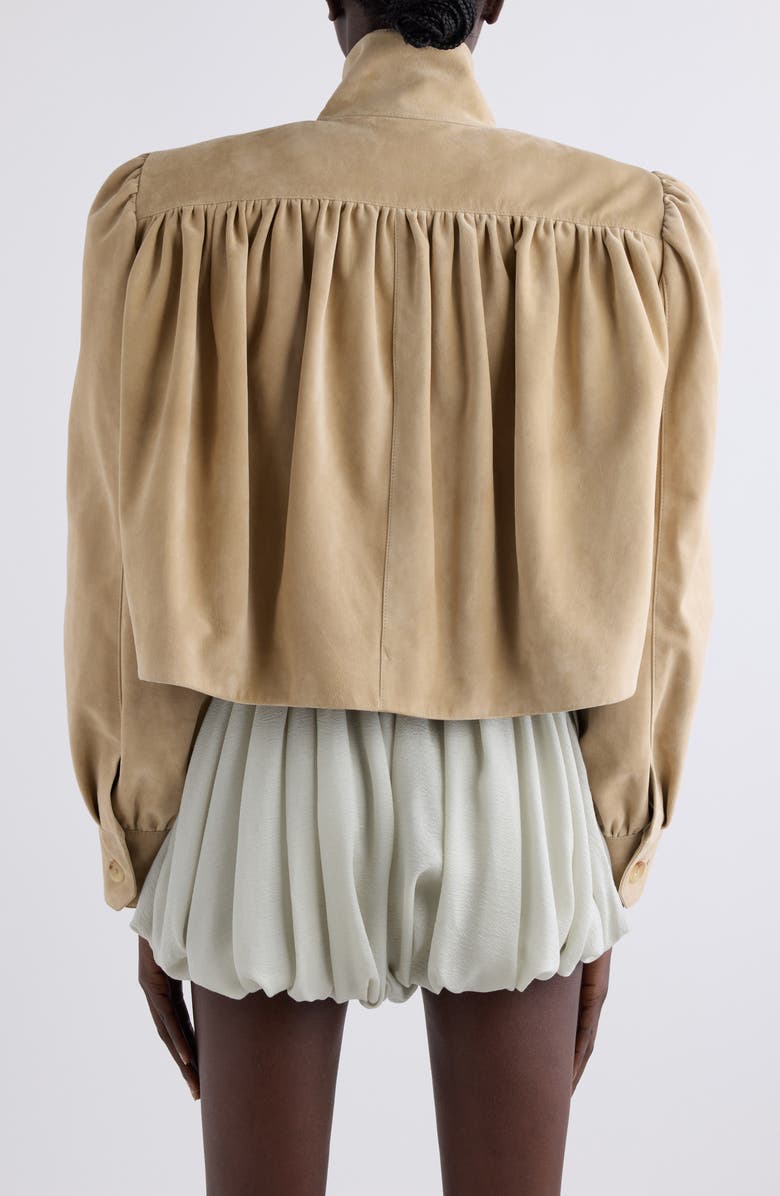 Chloé Puff Shoulder Suede Crop Jacket, Alternate, color, Blossom Beige