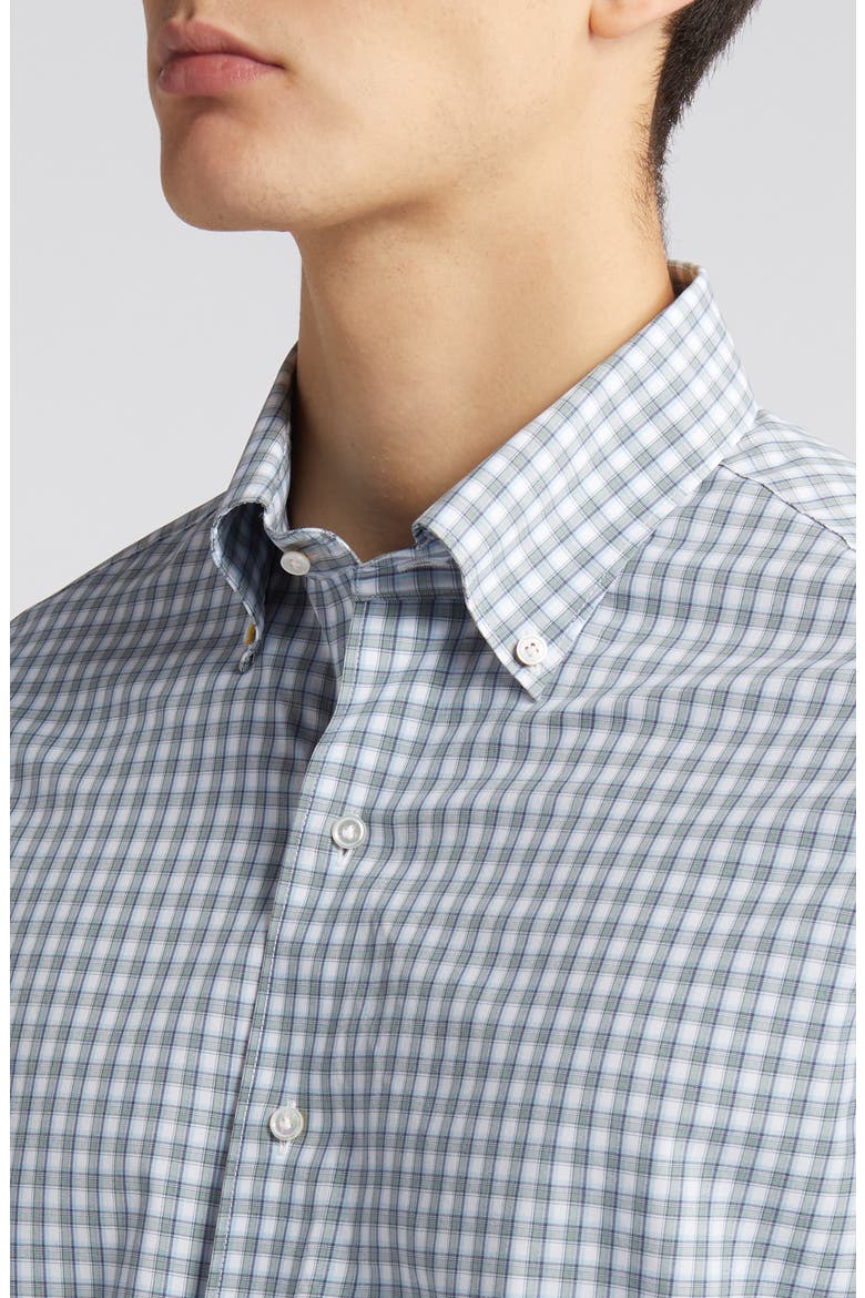 Crown Crafted Cole Check Performance Button-Down Shirt, Alternate, color, SAGE FOG