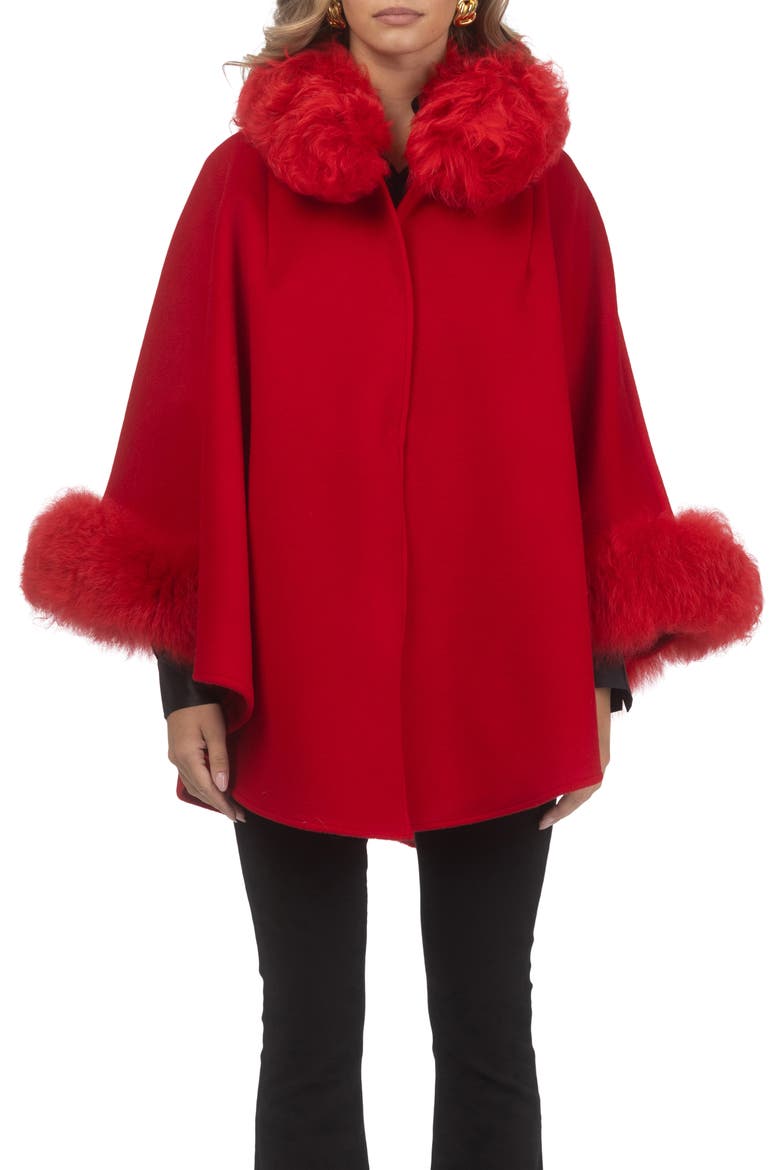 Wool And Cashmere Cape, Main, color, RED