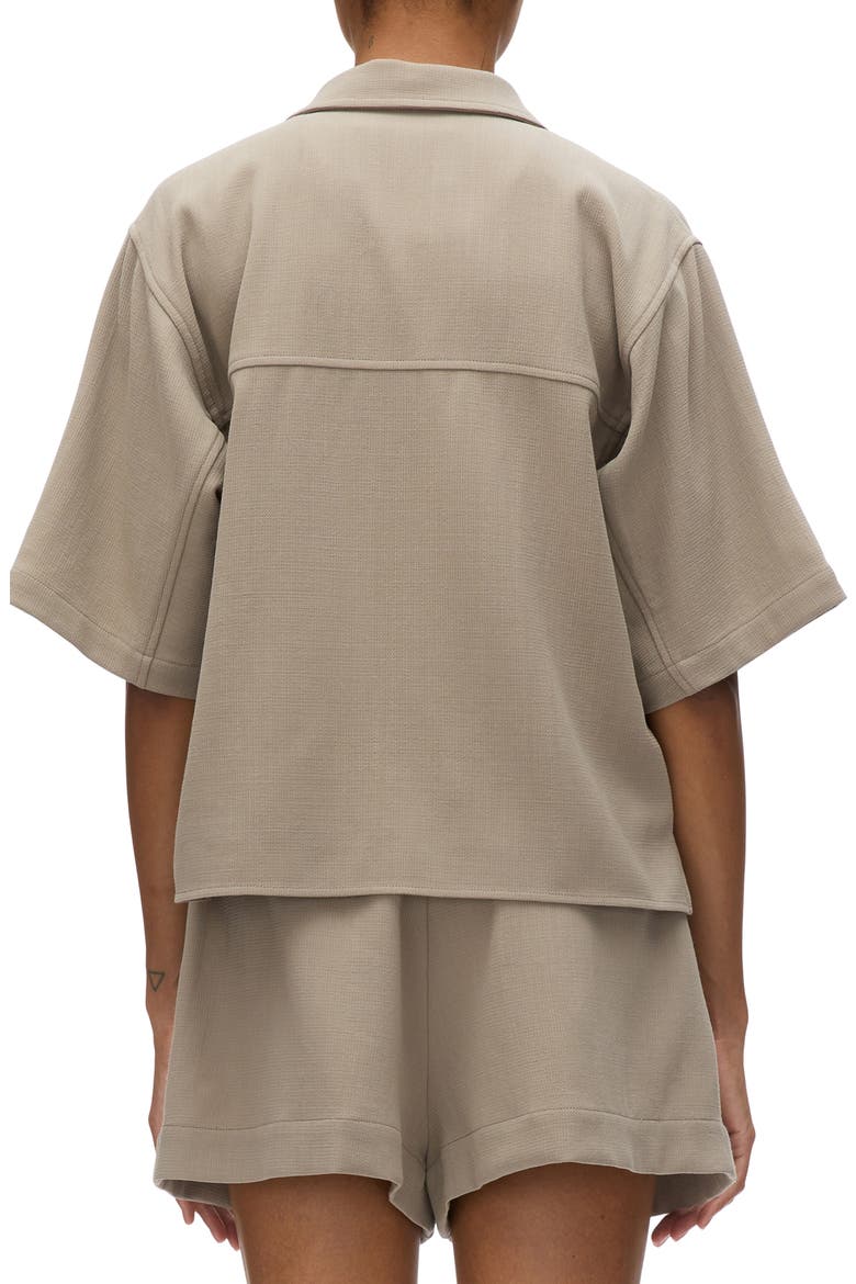 Boxy Short Sleeve Wool Shirt, Alternate, color, STONE GREY