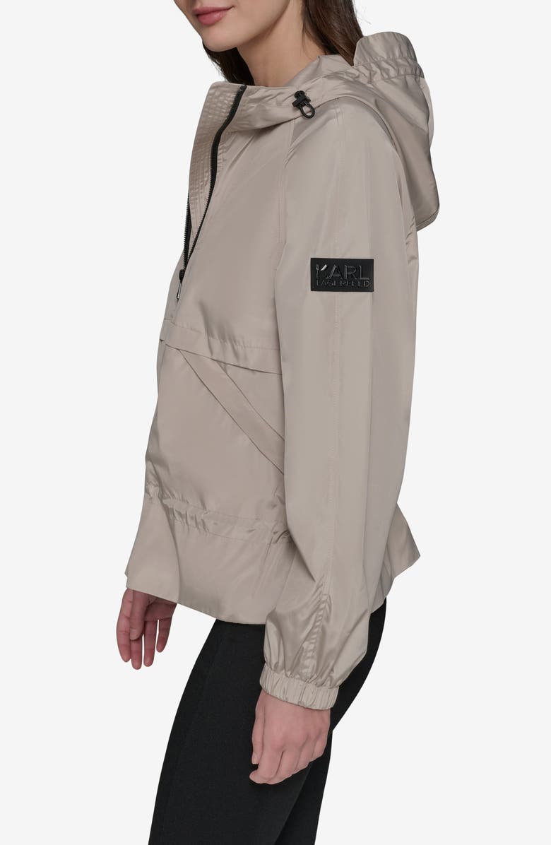 KARL LAGERFELD PARIS Hooded Windbreaker, Alternate, color, Sand