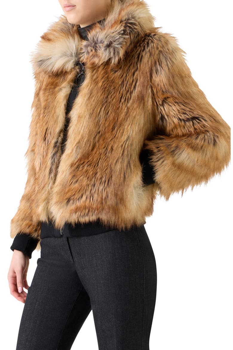 Faux Fur Bomber Jacket, Alternate, color, CAMEL-MULTICOLOR