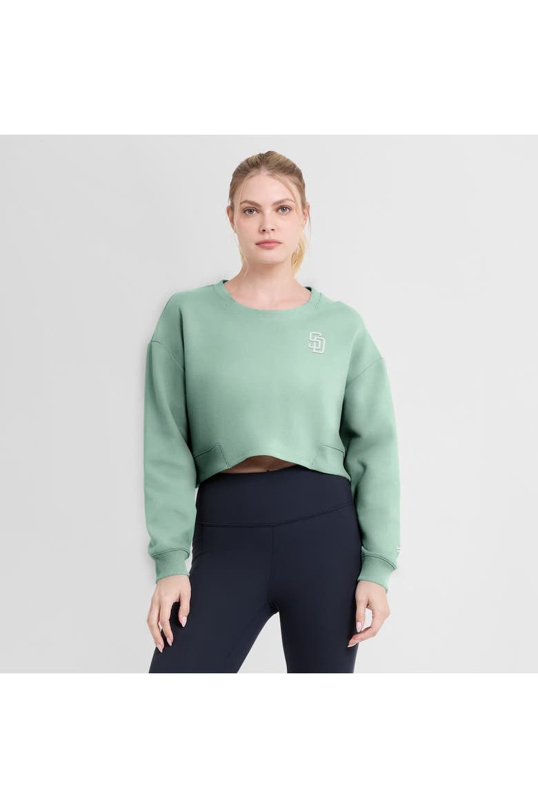 Women's Fanatics Mint San Diego Padres Studio Cropped Pullover Sweatshirt, Alternate, color, Mint