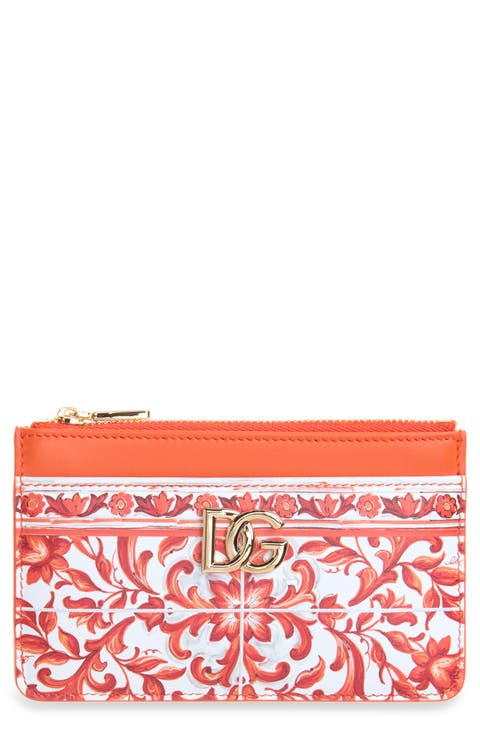 DG Logo Majolica Print Leather Coin Purse