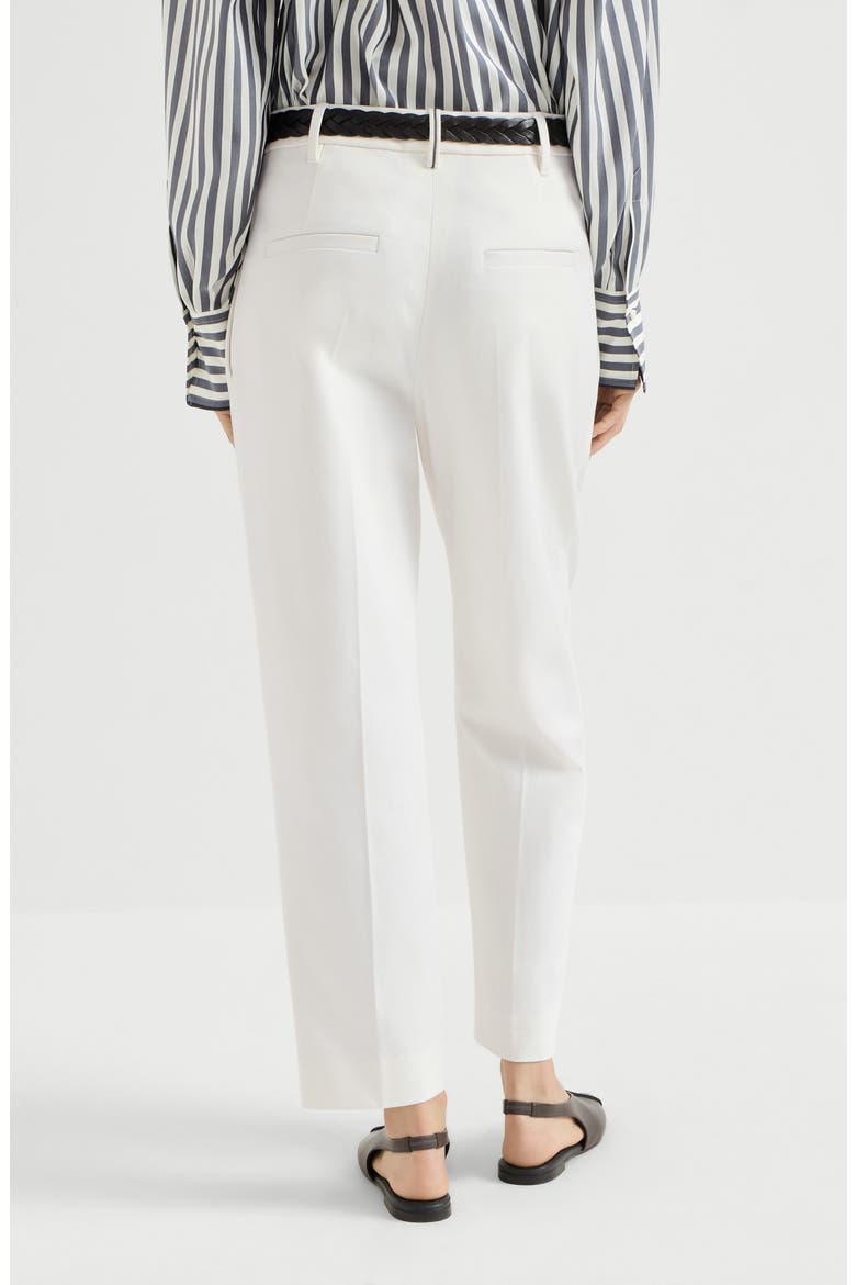Stretch cotton cover slouchy trousers with monili, Alternate, color, Off-White