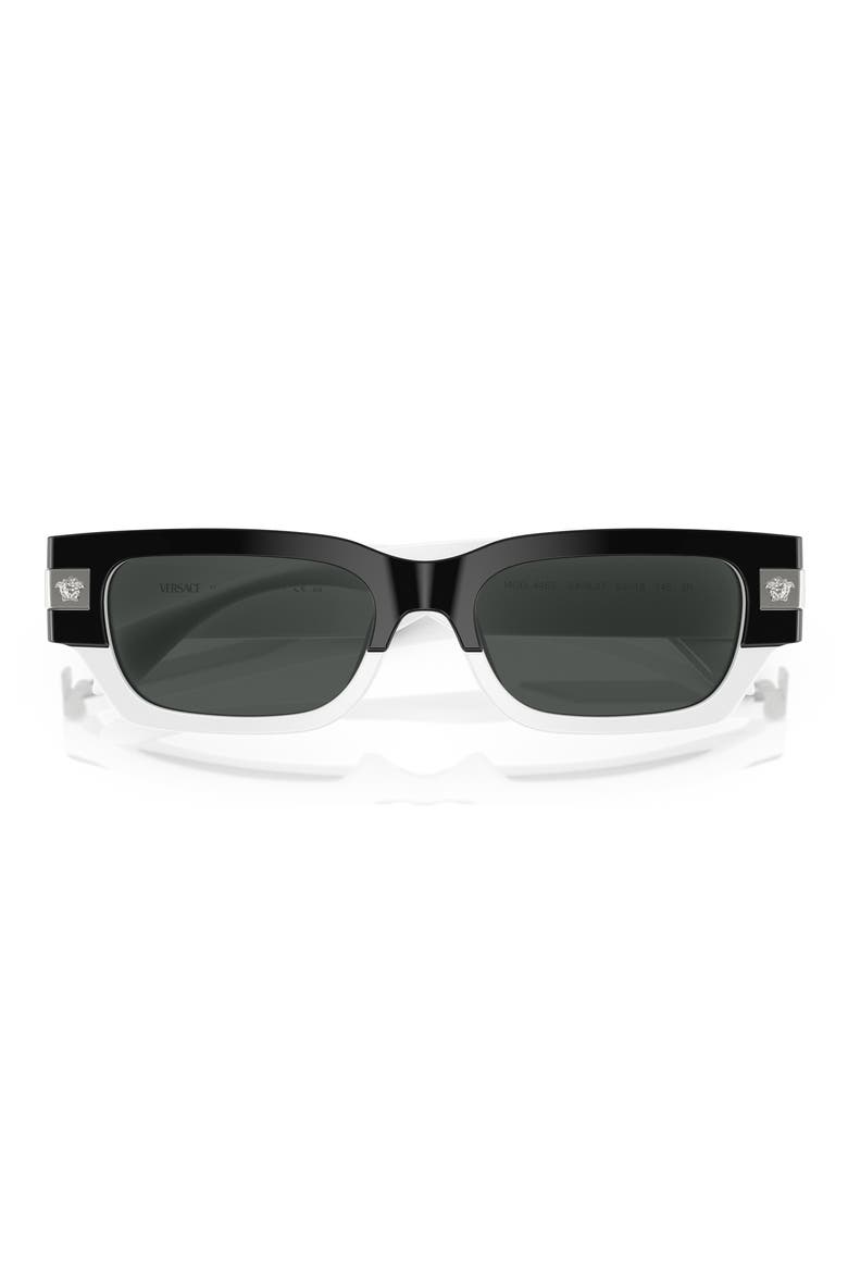 53mm Plaque Rectangular Sunglasses, Alternate, color, BLACK WHITE