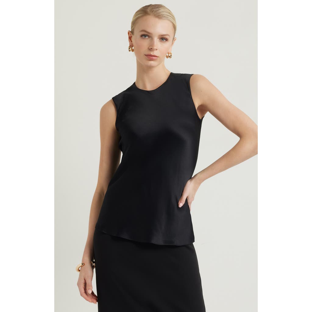 Nordstrom Sleeveless Satin Top In Black