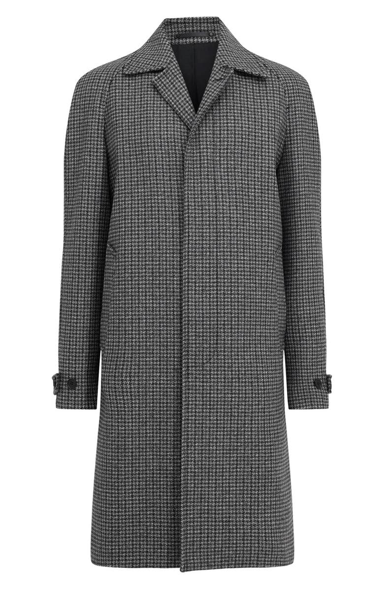 AllSaints Goodman Houndstooth Wool Blend Coat, Alternate, color, Brown