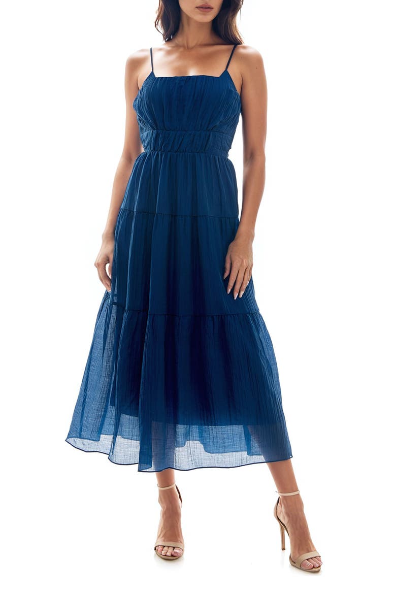 Cami Midi Dress, Main, color, NAVY PEONY