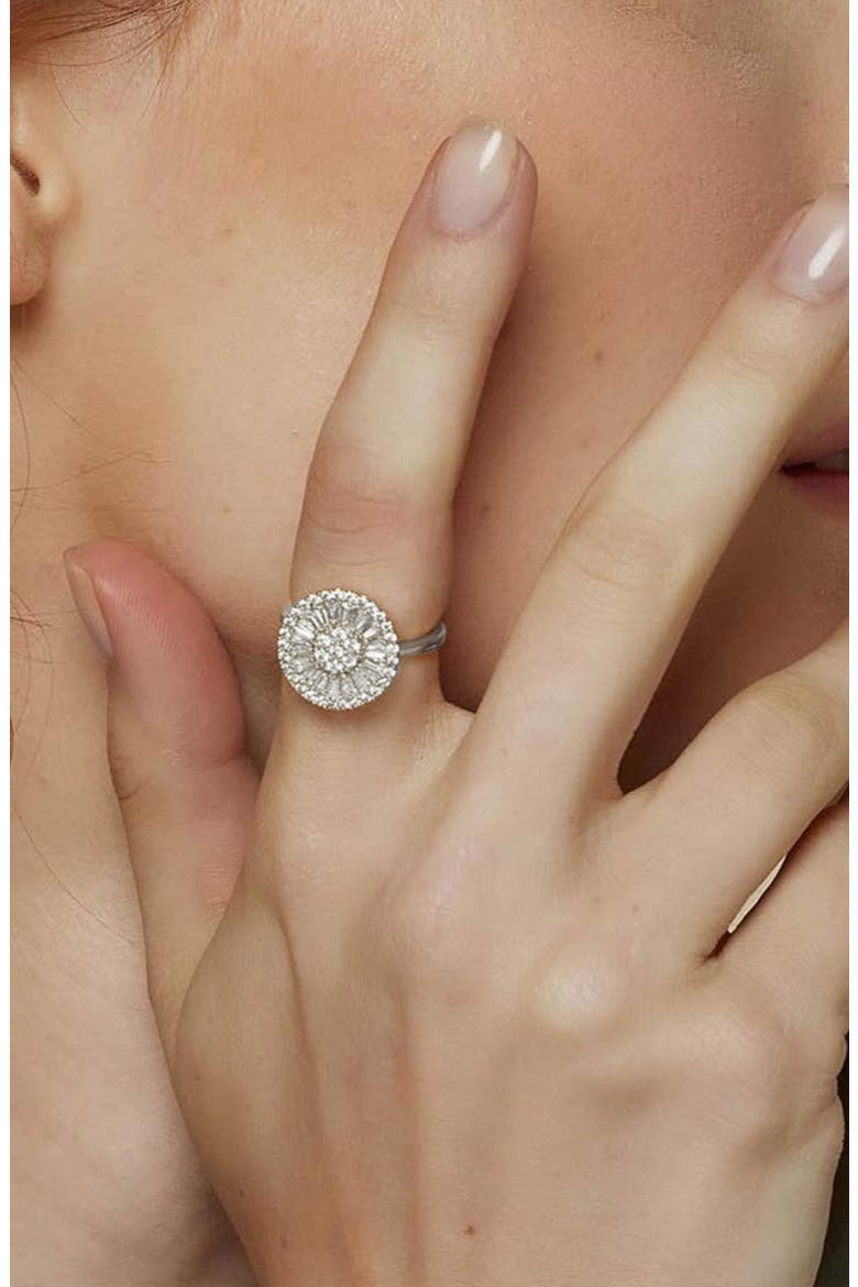 14k Gold Plated Elise Ring Dainty Crystal Sparkle Trendy, Alternate, color, Silver