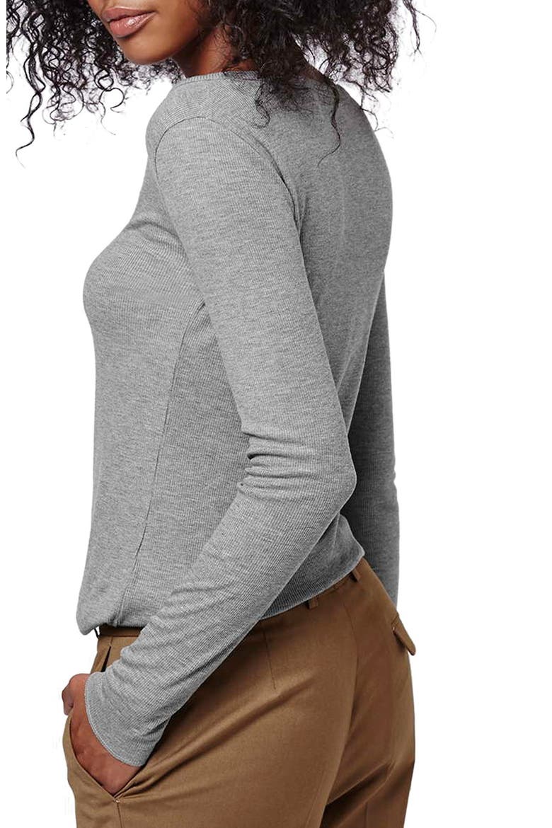 'Granddad' Ribbed Henley Top, Alternate, color, GREY