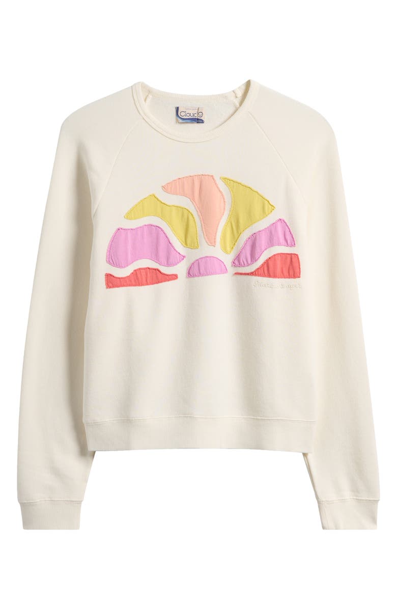 Marine Layer Cloud 9 Terry Sun Appliqué Sweatshirt, Alternate, color, Antique White
