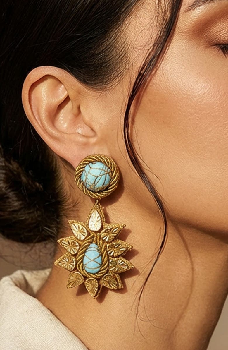 Deepa Gurnani Ade Statement Drop Earrings, Alternate, color, Blue