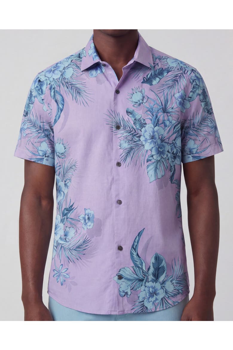 Mali Floral Mens Short Sleeve Shirt, Alternate, color, Lavender