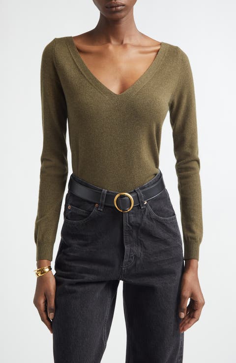 Deep V-Neck Cashmere Sweater
