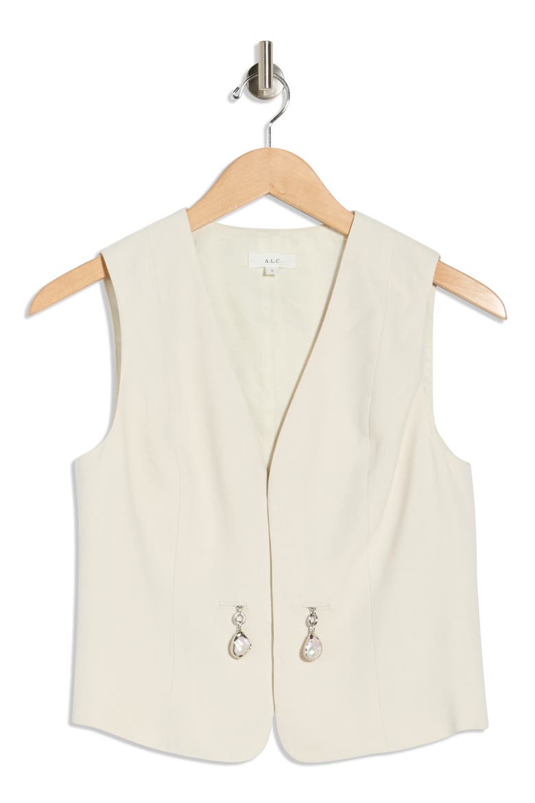 Leo Linen Blend Vest, Alternate, color, BUTTERCREAM