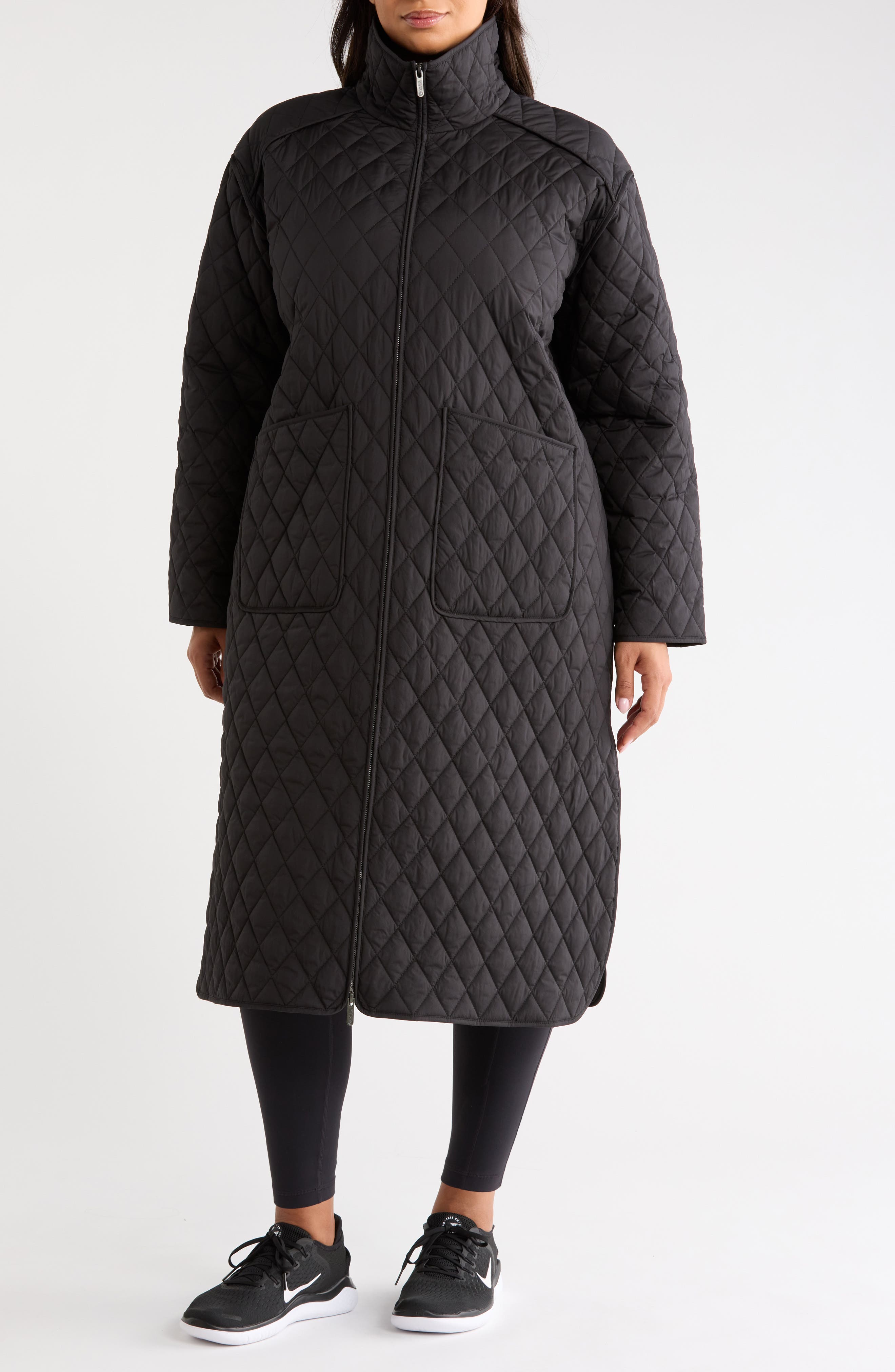 Zella Diamond Quilted Longline Jacket (Women) | Nordstrom