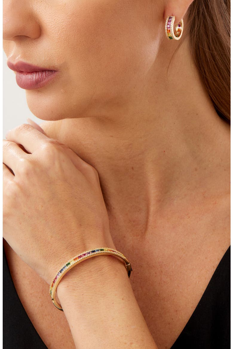 Rainbow Cubic Zirconia Bangle, Alternate, color, YELLOW