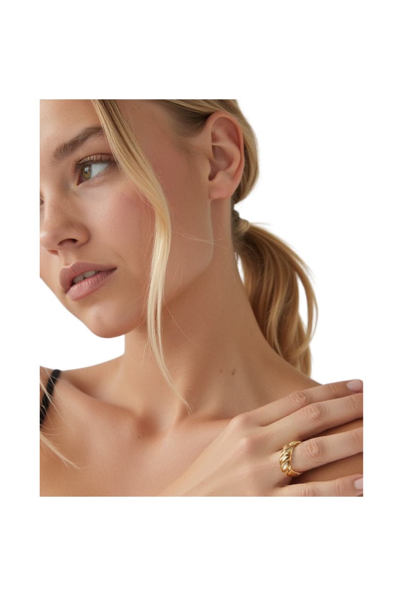 Waterproof 18K Gold-Plated Croissant Ring, Main, color, GOLD
