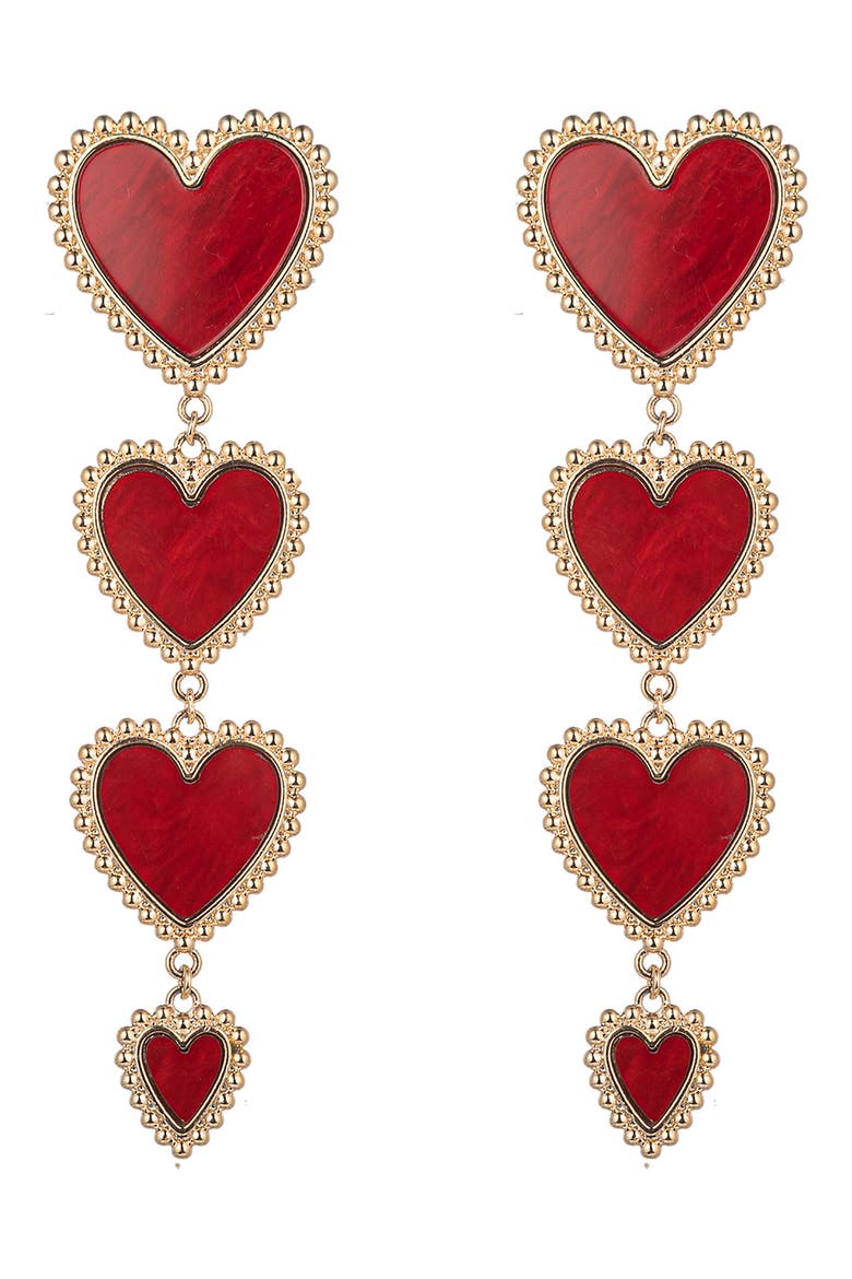 Sweetheart Statement Drop Earrings, Main, color, RED