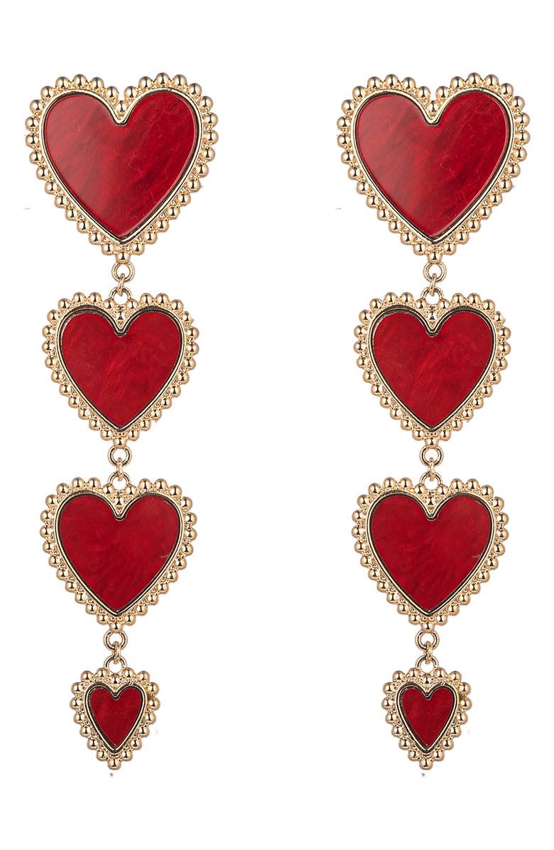EYE CANDY LOS ANGELES Sweetheart Statement Drop Earrings, Main, color, Red