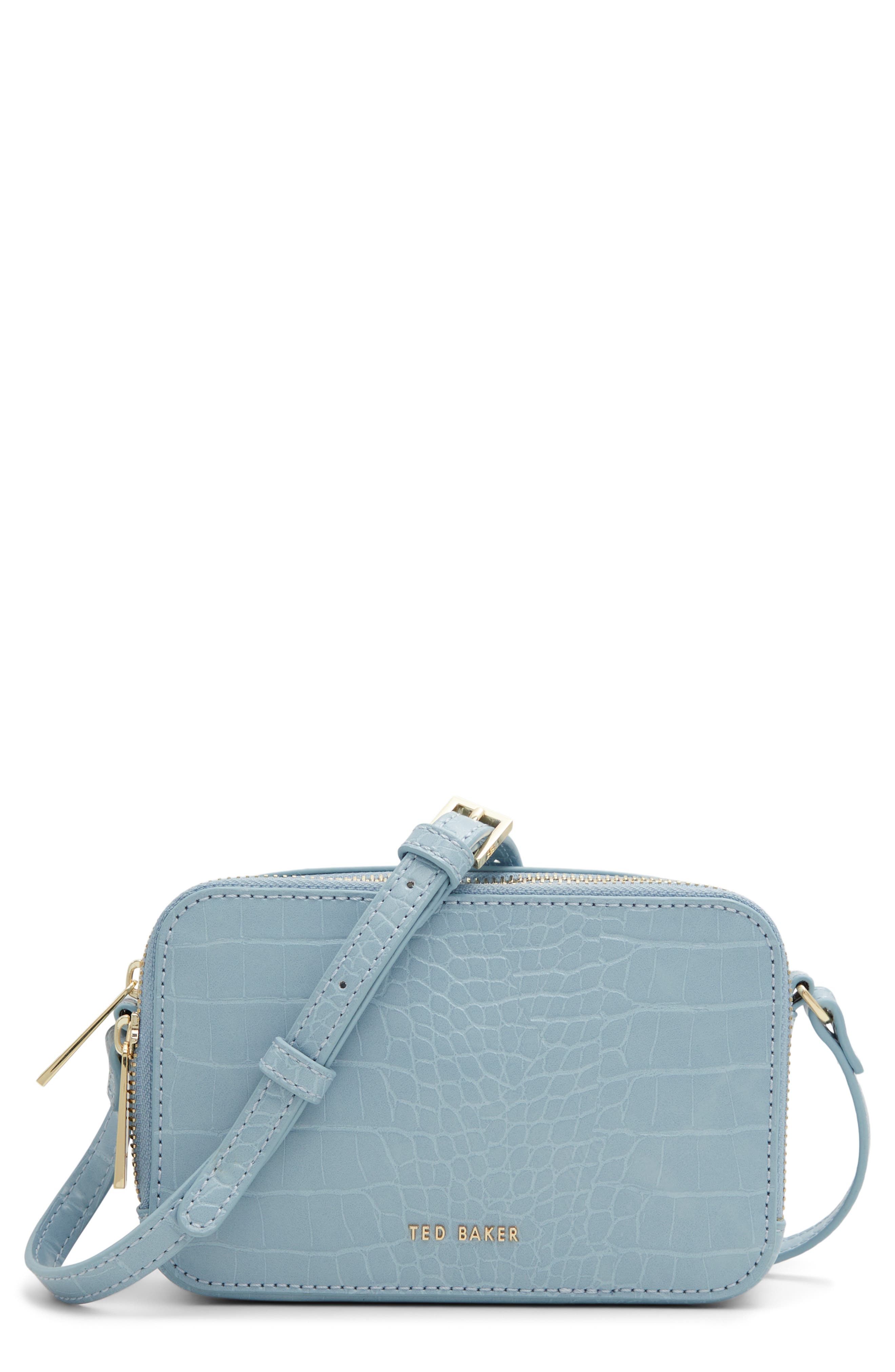 Ted Baker London Stina Croc Embossed Crossbody Bag, Main, color, 